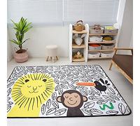 Hiseng Tapis de Jeu pour Bébé Enfant Pliable Tapis d'éveil et de Jeux pour Polyester Doux Bébé Tapis Rampant pour Filles Garçons Eveil Enfants Decoration Chambre (150x195cm,singe)