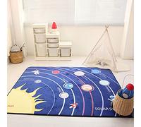 Hiseng Tapis de Jeu pour Bébé Enfant Pliable Tapis d'éveil et de Jeux pour Polyester Doux Bébé Tapis Rampant pour Filles Garçons Eveil Enfants Decoration Chambre (150x195cm,Univers)