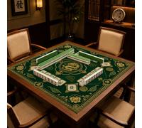 Hiseng Tapis de Mahjong pour Table (Rétro 1,90x90cm) | Surface en Feutre Absorbant Le Bruit. Envers Antidérapantet Imperméable pour le Mahjong, les Jeux de Cartes et de Société