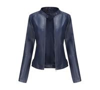 Hiseng Veste Femme de Cuir, Blouson Moto Femme Faux Cuir PU, Aviateur Slim Fit Veste Cuir Femme, Mode Revers Blouson Femme, Printemps Automne Hiver Veste en Cuir Femme