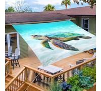 Hiseng Voile d'Ombrage Imperméable, Motif Tortue de Mer 3D Voiles d'Ombrage Toile Ombrage Exterieur avec 4 Corde Rectangulaire Carrée 95% de Protection UV pour Jardin (Tortue,1.5x1.5m)