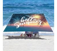Hiseng Voile d'Ombrage Imperméable Rectangle, 3D Motif d'été Multicolore Voiles d'Ombrage pour Patio, Toile Ombrage Exterieur avec Corde, UV Toile Solaire 95% de Protection (Bleu 2,1.8x1.8m)