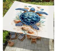 Hiseng Voile d'Ombrage Imperméable Rectangulaire Carrée, Imprimé Tortue de Mer 3D Voiles d'Ombrage pour Patio Toile Ombrage Exterieur avec 4 Corde 95% de Protection UV (Coquillages,2x2.4m)