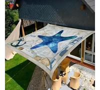 Hiseng Voile d'Ombrage Imperméable Rectangulaire, Série Mode Voiles d'Ombrage pour Patio Toile Ombrage Exterieur avec Corde 95% de Protection UV Toile Solaire pour Jardin (Étoile de mer,180x180cm)
