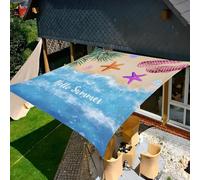 Hiseng Voile d'Ombrage Imperméable Rectangulaire, Série Mode Voiles d'Ombrage pour Patio Toile Ombrage Exterieur avec Corde 95% de Protection UV Toile Solaire pour Jardin (Plage,180x180cm)