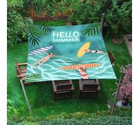 Hiseng Voile d'Ombrage Imperméable Rectangulaire, Thème d'été Voiles d'Ombrage pour Patio Toile Ombrage Exterieur avec Corde 95% de Protection UV Toile Solaire pour Terrasse (Vert,1.8x1.8m)