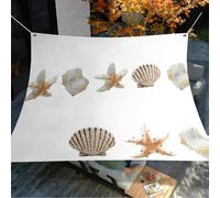 Hiseng Voile d'Ombrage Imperméable, Toile Ombrage Exterieur avec Oeillet & 4 Corde Motif Étoile de Mer 3D Rectangulaire Carrée 95% de Protection UV Toile Solaire (Coquillage,200x240cm)