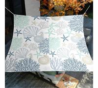 Hiseng Voile d'Ombrage Imperméable, Toile Ombrage Exterieur avec Oeillet & 4 Corde Motif Étoile de Mer 3D Rectangulaire Carrée 95% de Protection UV Toile Solaire (Étoile de Mer,200x200cm)
