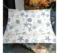 Hiseng Voile d'Ombrage Imperméable, Toile Ombrage Exterieur avec Oeillet & 4 Corde Motif Étoile de Mer 3D Rectangulaire Carrée 95% de Protection UV Toile Solaire (Corail 1,200x240cm)