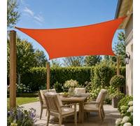 Hiseng Voile d'Ombrage Imperméable,Toile Ombrage Exterieur avec Oeillet & 4 Corde Rectangulaire Carrée 95% de Protection UV Toile Solaire pour Terrasse Balcon Jardin Patio (Orange,3x3m)