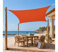 Hiseng Voile d'Ombrage Imperméable, Toile Ombrage Exterieur avec Oeillet & 4 Corde Rectangulaire Carrée 95% de Protection UV Couleur Unie Toile Solaire pour Jardin Patio (Orange,3x3m)