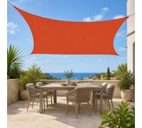 Hiseng Voile d'Ombrage Imperméable,Toile Ombrage Exterieur avec Oeillet & 4 Corde Rectangulaire Carrée 95% de Protection UV Toile Solaire pour Jardin Patio Terrasse Balcon (Orange,3x3m)