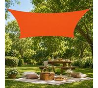 Hiseng Voile d'Ombrage Imperméable,Toile Ombrage Exterieur avec Oeillet & 4 Corde Rectangulaire Carrée 95% de Protection UV Couleur Unie Toile Solaire pour Jardin Terrasse (Orange,3x3m)