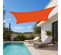 Hiseng Voile d'Ombrage Imperméable,Toile Ombrage Exterieur avec Oeillet & 4 Corde Rectangulaire Carrée 95% de Protection UV Couleur Unie Toile Solaire pour Jardin Balcon (Orange,3x3m)