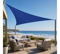 Hiseng Voile d'Ombrage Triangulaire Imperméable, Toile Ombrage Exterieur avec Oeillet & 3 Corde 95% de Protection UV Toile Solaire Couleur Unie pour Jardin Patio (Bleu foncé,3x3x3m)