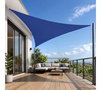 Hiseng Voile d'Ombrage Triangulaire Imperméable, Toile Ombrage Exterieur avec Oeillet & 3 Corde 95% de Protection UV Toile Solaire Couleur Unie pour Patio Terrasse (Bleu foncé,3x3x3m)