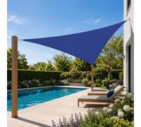 Hiseng Voile d'Ombrage Triangulaire Imperméable, Toile Ombrage Exterieur avec Oeillet & 3 Corde 95% de Protection UV Toile Solaire Couleur Unie pour Patio Jardin (Bleu foncé,3x3x3m)