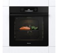 Hisense BI64211EPB Cuisinière électrique encastrable multifonction, 77 litres, 60 cm, fonction pizza 300°, pyrolytique, Airfry, couleur noir, classe énergétique A