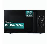 Hisense Four micro-ondes Inverter 23L, Puissance 900W, Grill combiné 1000W | avec 5 niveaux de puissance, Revêtement céramique, Verre fumé premium, Cuisson uniforme, Facile à nettoyer