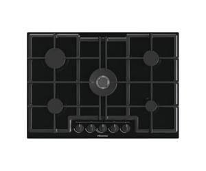 HISENSE GED773B Plateau cuisson à gaz 74 cm verre noir grille en fonte design