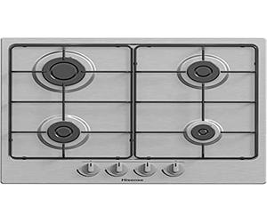 Hisense Gm642Xf Plateau de cuisson au gaz avec 4 zones de cuisson, largeur 60 cm, grilles émaillées, allumage intégré dans le bouton, finition inox anti-empreintes digitales, argent, 51 x 61 x 9 cm