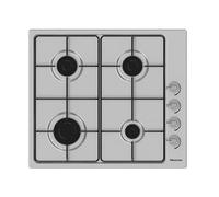 Hisense GM642XHS Plaque de cuisson à gaz encastrable 60 cm en acier inoxydable avec 4 zones de cuisson, surface facile à nettoyer, allumage à une main, 60 x 52 x 8,9 cm (L x l x H)