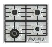 Hisense GM663XB Plaque de cuisson à gaz, 4 zones de cuisson, largeur 60 cm, brûleur wok double couronne et grilles en fonte,