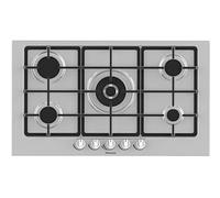 Hisense GM973XF Plateau de cuisson à gaz, 5 zones de cuisson, largeur 90 cm, grilles en fonte, allumage intégré, inox anti-empreintes digitales, brûleur Wok