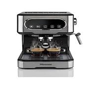 Hisense, HESCM15DBK, Machine à expresso manuelle, moulue et compatible avec dosettes ESE 44 mm, Mousseur à lait automatique et manuel, pression 15 bar, écran tactile, 1100W, Silver, 27,4 x 30 x 27,2