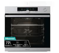 Four électrique multifonction Hisense O643PX, encastrable, 77 litres, 60 cm, combiné, vapeur, fonction pizza 300°, pyrolyse, couleur inox, classe énergétique A+