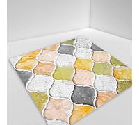 Hiser 10 Pièces Marbre Adhésive Décorative à Carreaux pour Salle de Bains et Cuisine Stickers Carrelage, Imperméables Auto-adhésifs 3D Mosaïque Adhésive Décoration (Gris Orange,15 x 15 cm)