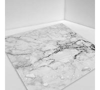 Hiser 10 Pièces Motif en Marbre Adhésive Décorative à Carreaux pour Salle de Bains et Cuisine Stickers Carrelage, Imperméables Auto-adhésifs 3D Adhésive Décoration (Blanc Noir,20 x 20 cm)