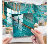 Hiser 20 Pièces Marbre Stickers Adhésive Décorative à Carreaux pour Salle de Bains et Cuisine Stickers Carrelage, Mosaïque Imperméables Auto-adhésifs Décoration (Bleu,15x15cm)