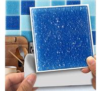 Hiser 25 Pièces Marbre Adhésive Décorative à Carreaux pour Salle de Bains et Cuisine Stickers Carrelage, Mosaïque Style Imperméables Auto-adhésifs 3D Adhésive Décoration (Bleu,10 x 10cm)