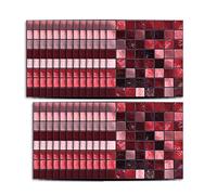 Hiser 25 Pièces Marbre Adhésive Décorative à Carreaux pour Salle de Bains et Cuisine Stickers Carrelage, Mosaïque Style Imperméables Auto-adhésifs 3D Adhésive Décoration (Rouge,15 x 15cm)