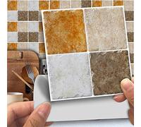 Hiser 25 Pièces Marbre Adhésive Décorative à Carreaux pour Salle de Bains et Cuisine Stickers Carrelage, Mosaïque Style Imperméables Auto-adhésifs 3D Adhésive Décoration (Pierre Kaki,15 x 15cm)