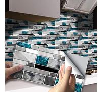 Hiser 27 Pièces Rectangle Adhésive Décorative à Carreaux pour Salle de Bains et Cuisine Stickers Carrelage, Motif Classique Marbre Imperméables 3D Adhésive Décoration (Marbre Vert)