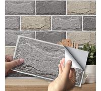 Hiser 27 Pièces Rectangle Adhésive Décorative à Carreaux pour Salle de Bains et Cuisine Stickers Carrelage, Motif Classique Marbre Imperméables 3D Adhésive Décoration (Pierre Grise)