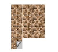 Hiser Adhésive Décorative à Carreaux pour Salle de Bains et Cuisine Stickers Carrelage, 10 Pièces Style de mosaïque en métal Imperméables Auto-adhésifs Décoration (cuivre,20cm x 20cm)