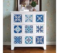 Hiser Adhésive Décorative à Carreaux pour Salle de Bains et Cuisine Stickers Carrelage, 10 Pièces Style Rétro Européen Imperméables Auto-adhésifs Décoration (Porcelaine Bleue et Blanche,15x15cm)