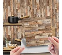 Hiser Adhésive Décorative à Carreaux pour Salle de Bains et Cuisine Stickers Carrelage, 20 Pièces Divers Motifs de Grain de Bois imperméables Auto-adhésifs Décoration (4,20x20cm)