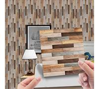 Hiser Adhésive Décorative à Carreaux pour Salle de Bains et Cuisine Stickers Carrelage, 20 Pièces Divers Motifs de Grain de Bois imperméables Auto-adhésifs Décoration (3,20x20cm)