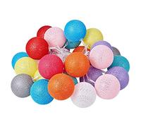 Hiser Guirlande Lumineuse Boules Coton, Batterie Chaîne de Lumière 6cm Boules Coton LED Cosy Romantique Décoration pour La Saint Valentin Noël Mariage Fêtes (1.5M-10LED,Couleurs Arc-en-Ciel)