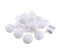 Hiser Guirlande Lumineuse Boules Coton, Batterie Chaîne de Lumière 6cm Boules Coton LED Cosy Romantique Décoration pour La Saint Valentin Noël Mariage Fêtes (1.5M-10LED,Blanc Pur)