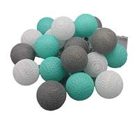 Hiser Guirlande Lumineuse Boules Coton, Batterie Chaîne de Lumière 6cm Boules Coton LED Cosy Romantique Décoration pour La Saint Valentin Noël Mariage Fêtes (1.5M-10LED,Gris Vert)
