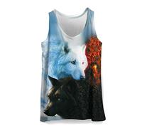 Hiser Homme Débardeur sans Manches, Animal Imprimé Tank Top, XXS-4XL T-Shirt Sleeveless Débardeurs Respirant pour Homme Garçon Workout Musculation Exercising (Double Loup,XL)