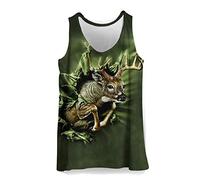 Hiser Homme Débardeur sans Manches, Animal Imprimé Tank Top, XXS-4XL T-Shirt Sleeveless Débardeurs Respirant pour Homme Garçon Workout Musculation Exercising (Wapiti Vert,3XL)