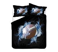 Hiser Parure de Lit 2 Personne avec Housse de Couette en Microfibre et Taies d'oreiller - 3D Rugby Imprimé Ensemble de Literie 3 Pièces (220x240cm,Rugby 9)