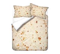 Hiser Parure de Lit 2 Personne avec Housse de Couette en Microfibre et Taies d'oreiller 50 * 75cm - 3D Nourriture Imprimé Ensemble de Literie 3 Pièces (Crêpes,140x200cm)