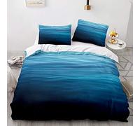 Hiser Parure de Lit 2 Personne avec Housse de Couette en Microfibre et Taies d'oreiller 50 * 75cm - Ensemble de Literie 3 Pièces - Imprimé de Vagues Océan Bleu 3D (Bleu Marin,220x240cm)